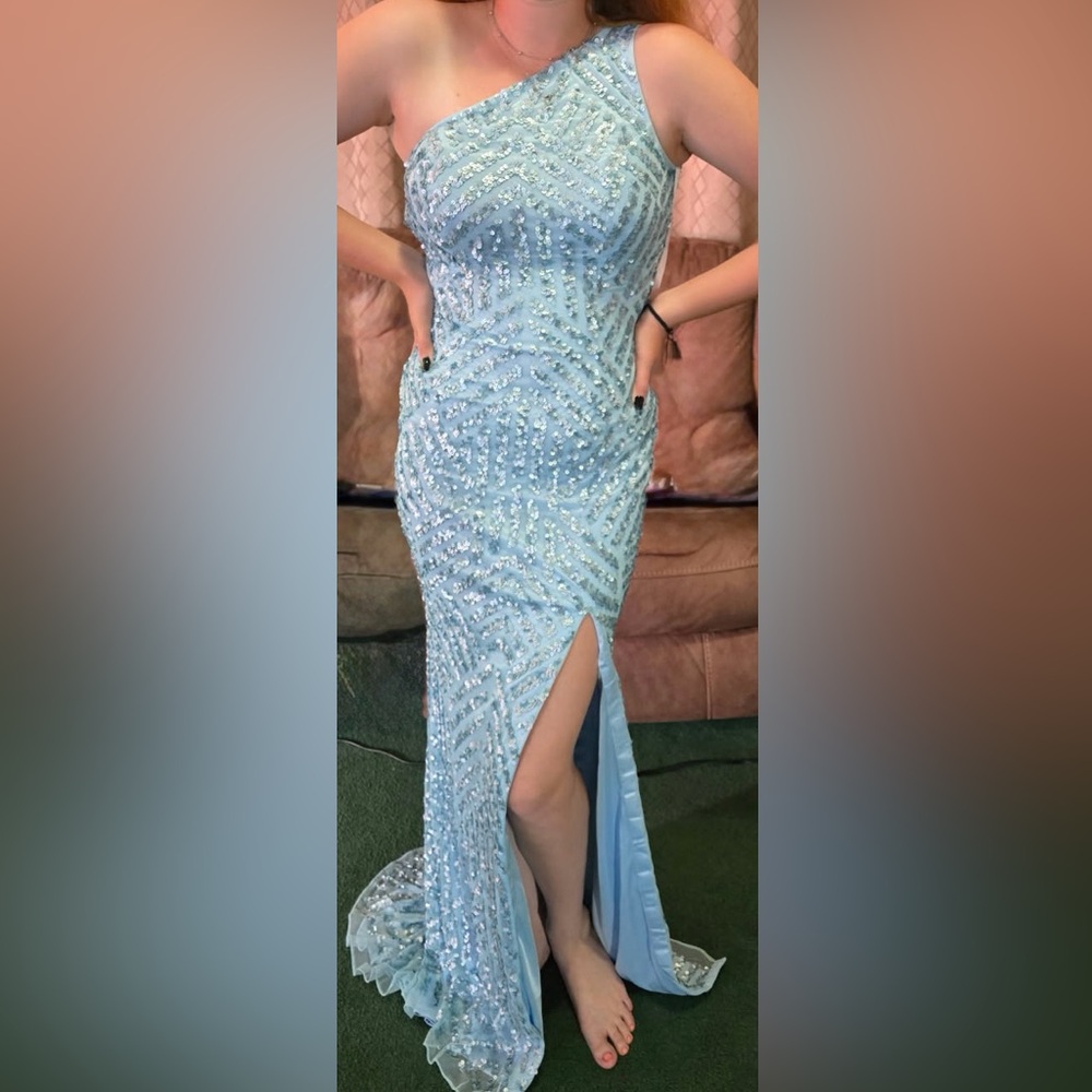 Elegant Blue Sequin Gown